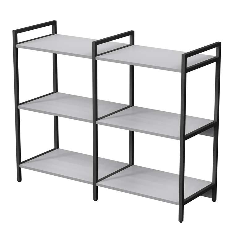 Стеллаж 10ССД.3.600 средний двойной 3 полки серого цвета