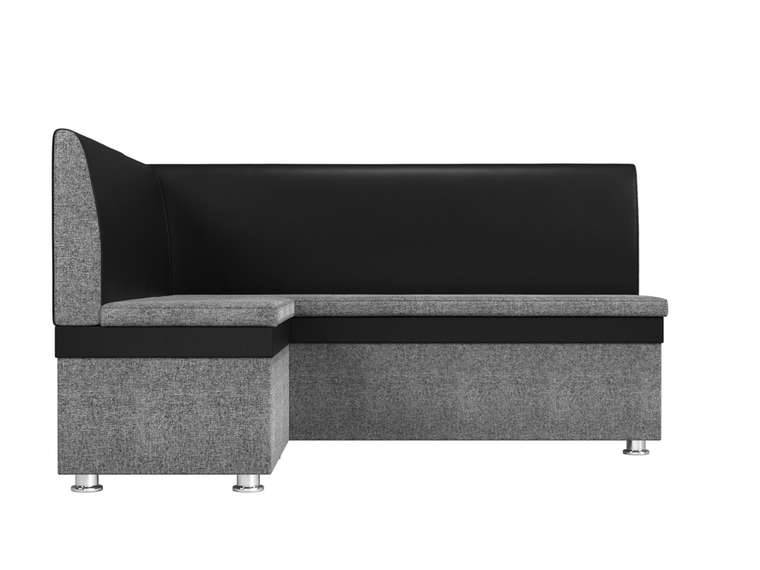 Угловой диван Уют черно-серого цвета (экокожа/ткань) левый угол
