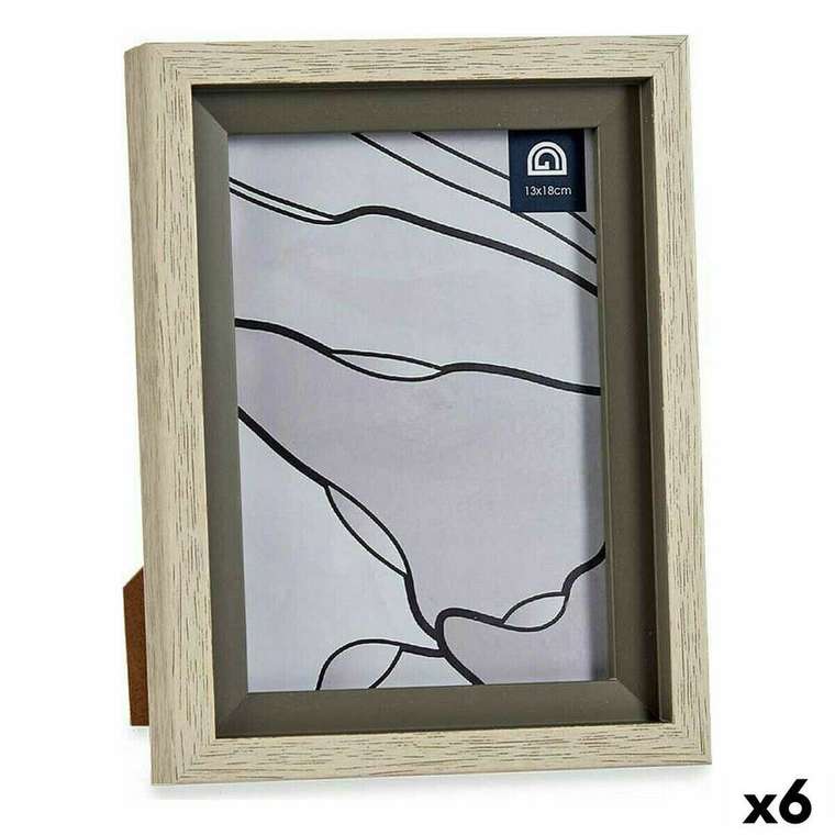 Фоторамка 17 x 2 x 21,8 cm Стеклянный Серый Бежевый Пластик (6 штук)