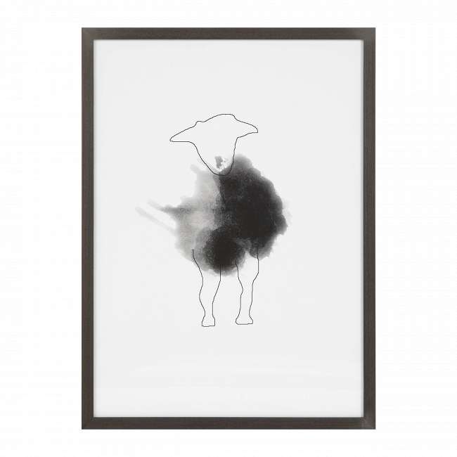 Постер в раме Watercolor Lamb с расплывчатым изображением овечки