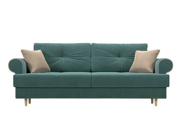 Прямой диван-кровать Сплин бирюзового цвета