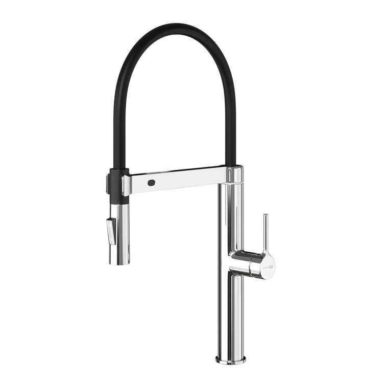 Сенсорный смеситель для кухни с гибким изливом WasserKRAFT A8817 черно-серебристого цвета