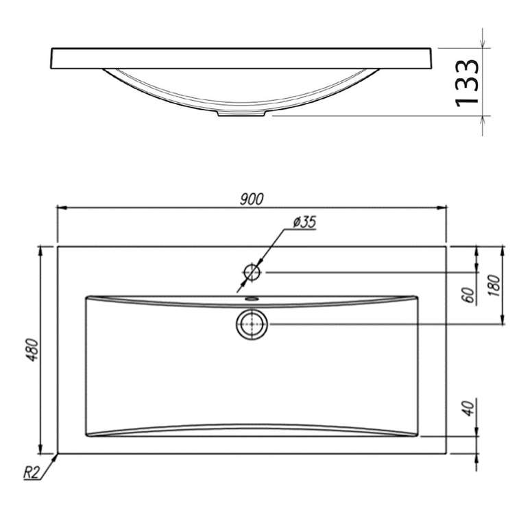 Раковина Florentina Анита 90 см 10.150.00900.302, антрацит