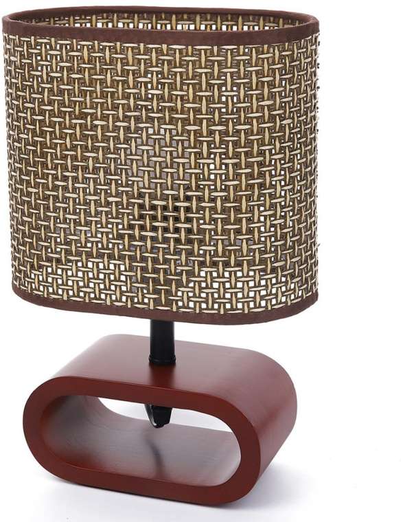 Настольная лампа высотой 30 см Lumion Maderana 8200/1T кофейный/коричневый, дерево/текстиль E27 1*60W 220V