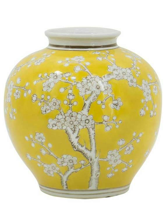 Фарфоровая ваза H23 желто-белого цвета