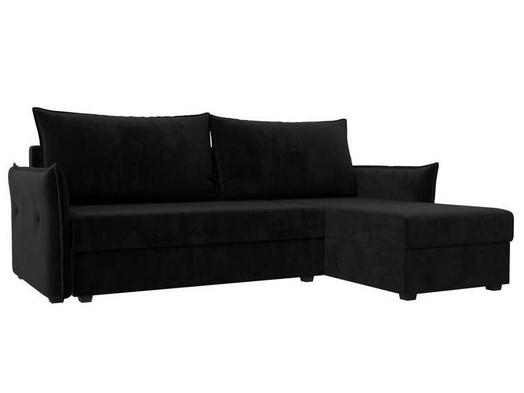 Угловой диван-кровать Лига 004 черного цвета угол правый 