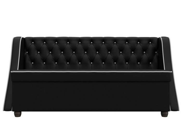 Кухонный прямой диван Лофт черного цвета (экокожа)