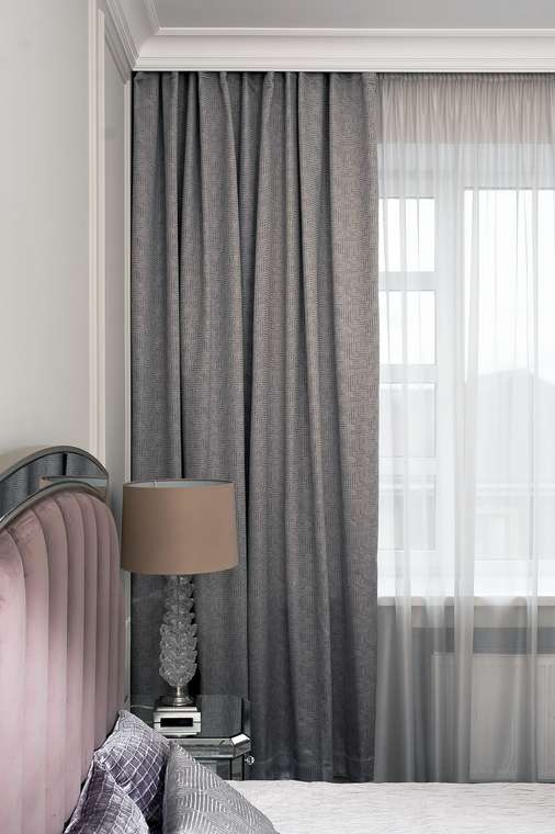 Штора Gloss 260х275 серого цвета
