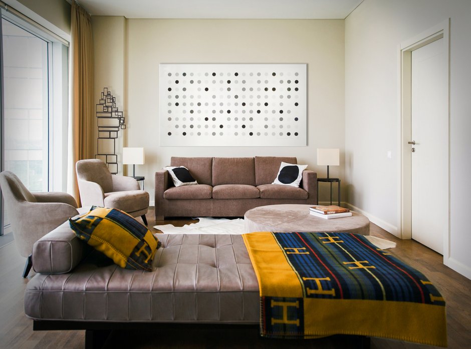 Фотография: Гостиная в стиле Современный, Квартира, Проект недели, Москва, Марина Филиппова, Монолитный дом, 3 комнаты, Более 90 метров, #эксклюзивныепроекты – фото на INMYROOM