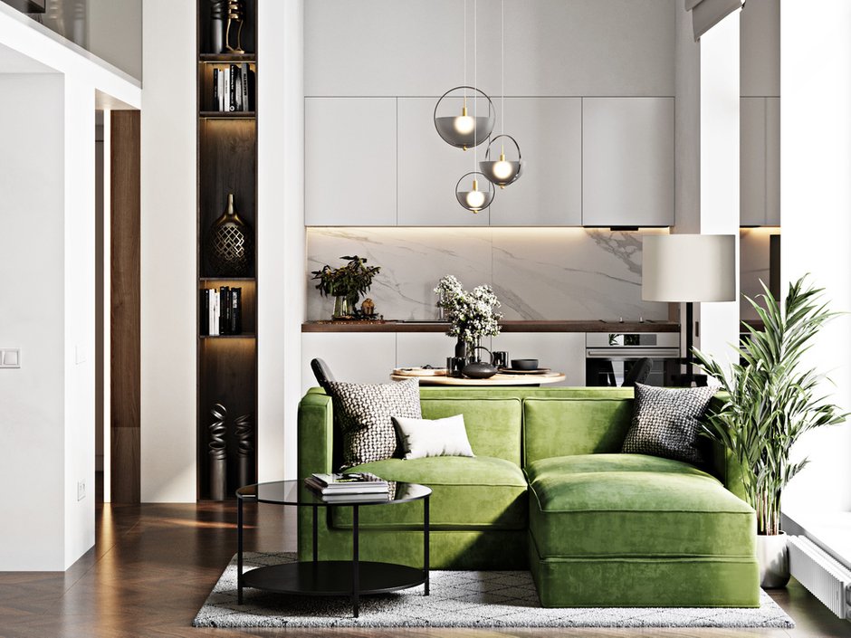 Фотография: Гостиная в стиле Современный, Квартира, Студия, Проект недели, Москва, до 40 метров, 40-60 метров, Александра Гартке – фото на INMYROOM