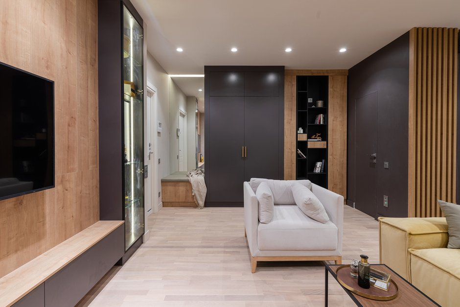 Фотография: Гостиная в стиле Минимализм, Современный, Квартира, Проект недели, Санкт-Петербург, 2 комнаты, 40-60 метров, ARCA design – фото на INMYROOM