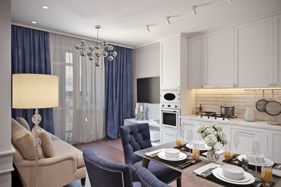 Фотография: Кухня и столовая в стиле Современный, Квартира, Проект недели, Москва, Дарья Ельникова, Монолитный дом, 2 комнаты, 40-60 метров – фото на INMYROOM