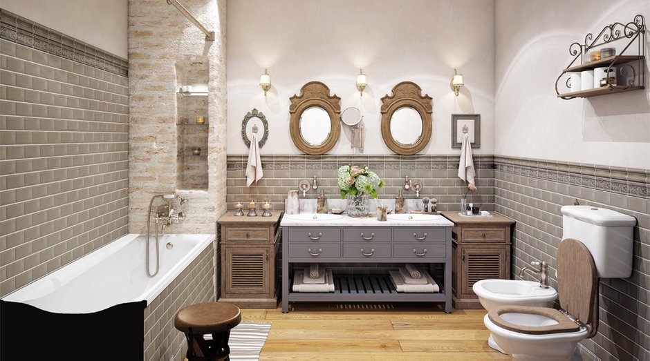 Фотография: Ванная в стиле Прованс и Кантри, Квартира, Проект недели, Москва, Монолитный дом, 4 и больше, Более 90 метров, Дарья Мисюра, ЖК «Соколиное гнездо» – фото на INMYROOM
