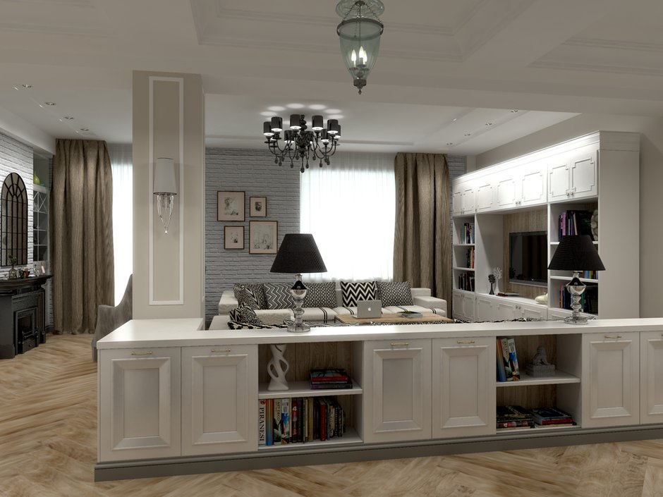 Фотография: Гостиная в стиле Прованс и Кантри, Классический, Современный, Квартира, Проект недели, Москва, Сталинка, Марина Бочарова, 4 и больше, Более 90 метров – фото на INMYROOM