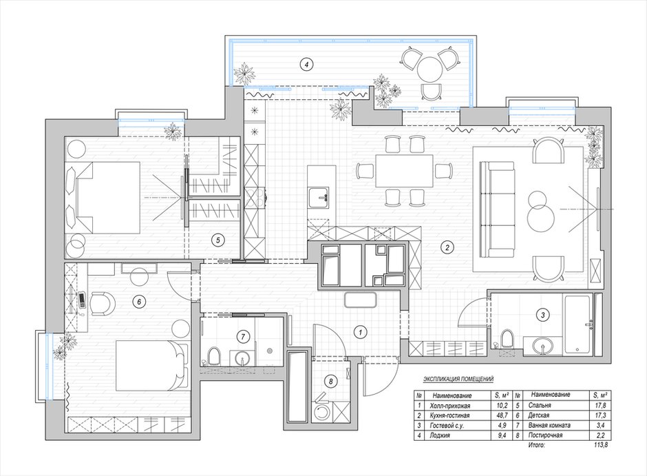 План с расстановкой мебели
