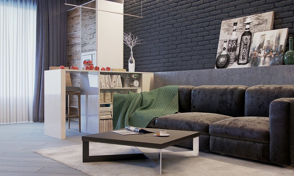 Фотография: Гостиная в стиле Современный, Лофт, Квартира, Проект недели, Екатеринбург, новостройка, Юлия Калеми, Более 90 метров – фото на INMYROOM