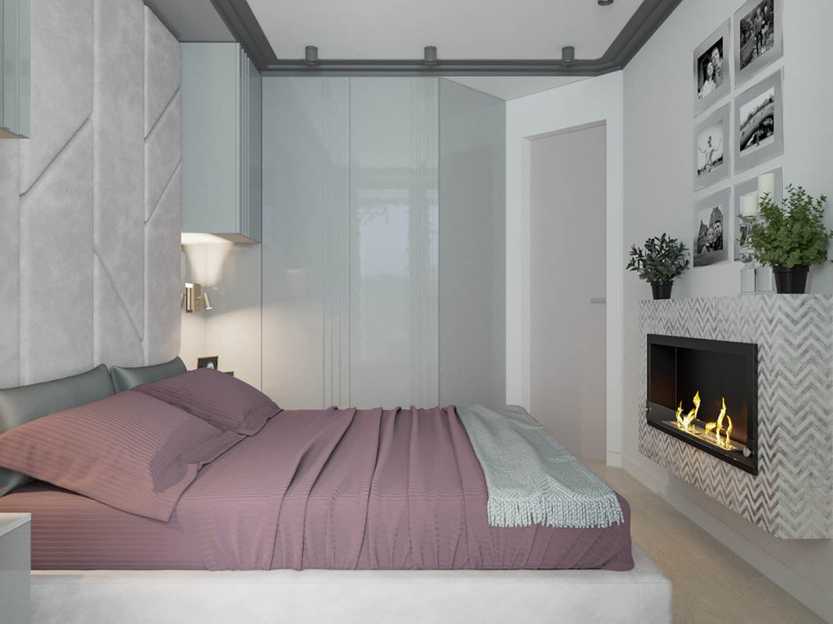 Фотография: Спальня в стиле Современный, Квартира, Проект недели, Москва, Яна Волкова, Юрий Волков, Студия Волковых, 2 комнаты, 40-60 метров, Монолитно-кирпичный, ЖК «Лайнер» – фото на INMYROOM