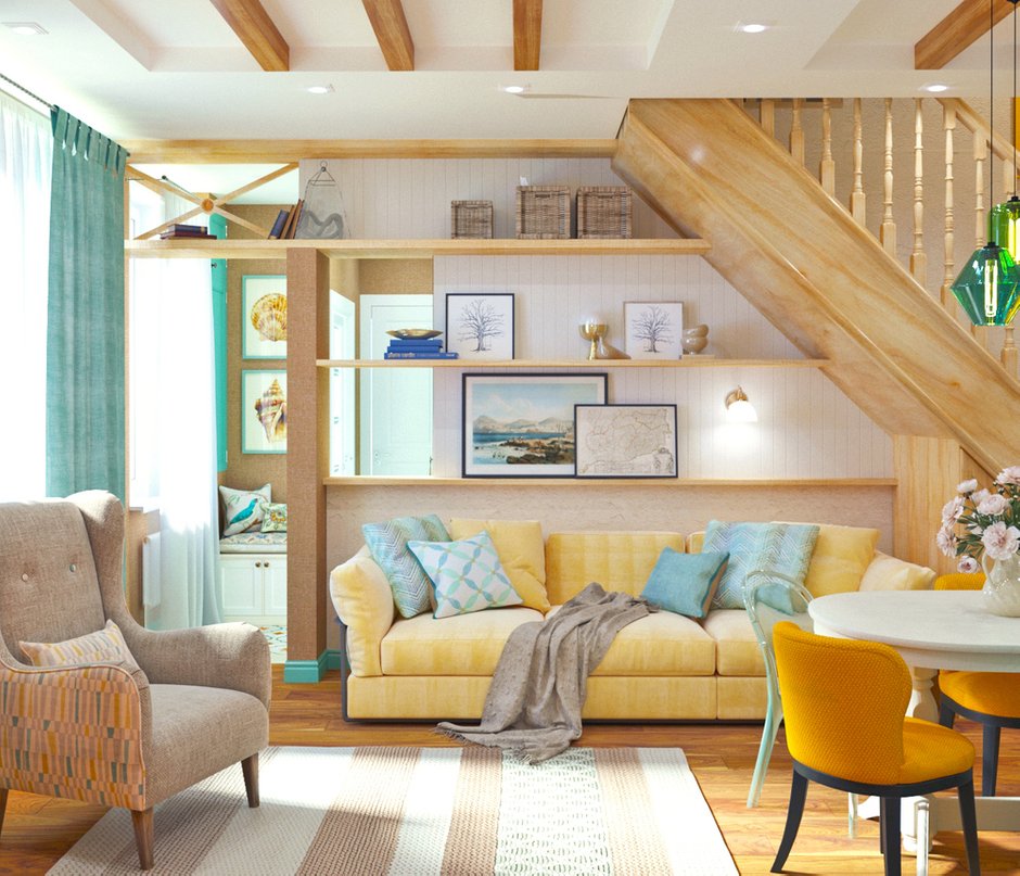 Фотография: Гостиная в стиле Прованс и Кантри, Дом, Проект недели, Дом и дача, Новосибирск, Таунхаус, Кирпичный дом, 4 и больше, 60-90 метров, Полина Степанова – фото на INMYROOM