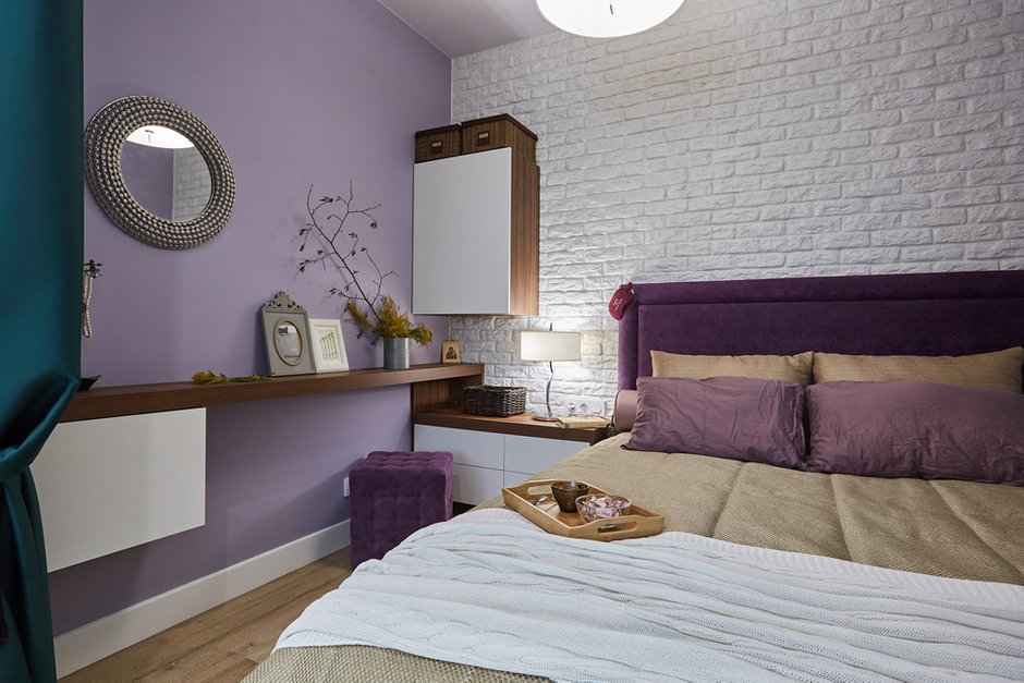 Фотография: Спальня в стиле Современный, Квартира, Проект недели, Москва, Монолитный дом, 1 комната, 40-60 метров, Алла Апалкова – фото на INMYROOM