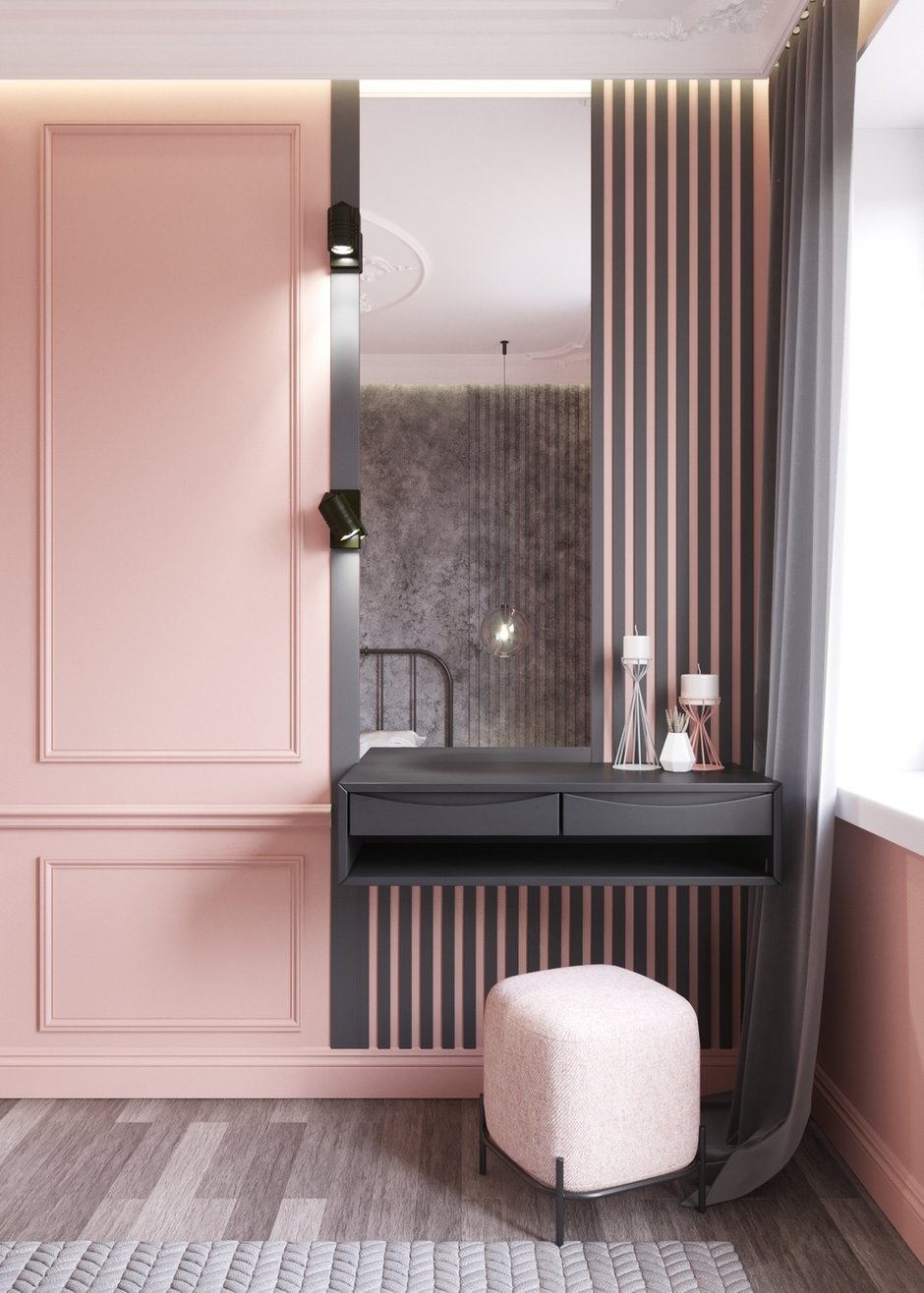 Фотография: Спальня в стиле Современный, Кухня и столовая, Гостиная, Классический, Квартира, Планировки, Декор, Проект недели, Синий, Серый, Розовый, Голубой, 2 комнаты, 40-60 метров – фото на INMYROOM