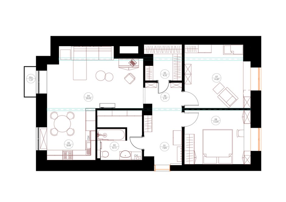 Фотография: Планировки в стиле , Квартира, Проект недели, Москва, Сталинка, Алена Юдина, 3 комнаты, 60-90 метров – фото на INMYROOM