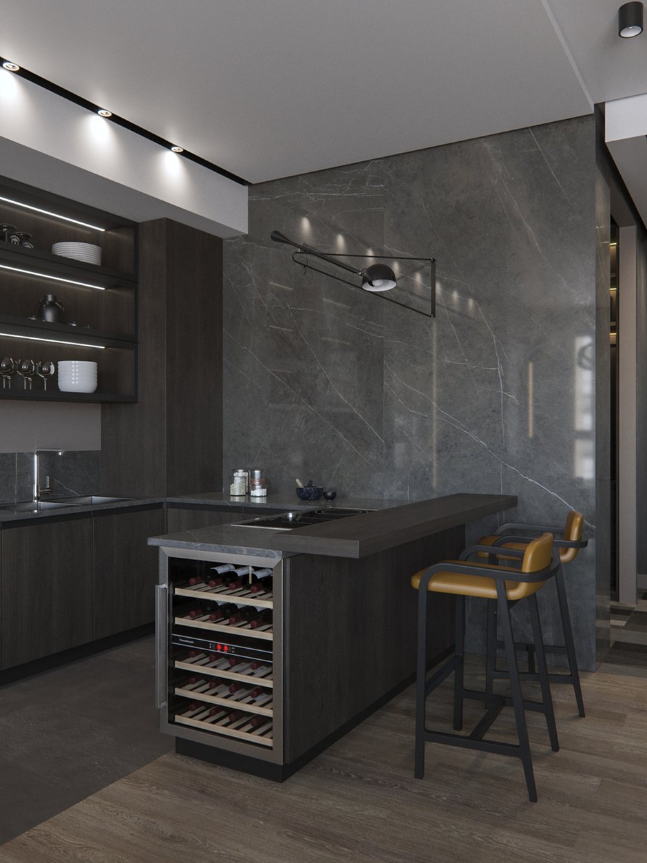 Фотография: Кухня и столовая в стиле Современный, Квартира, Минимализм, Проект недели, Москва, Estima, Монолитный дом, 4 и больше, Более 90 метров, Aiya Design – фото на INMYROOM