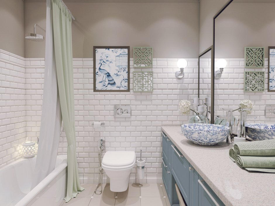 Фотография: Ванная в стиле Классический, Современный, Квартира, Проект недели, Красногорск, Московская область, Яна Волкова, Юрий Волков, Студия Волковых, новостройка, Монолитный дом, 3 комнаты, Более 90 метров – фото на INMYROOM