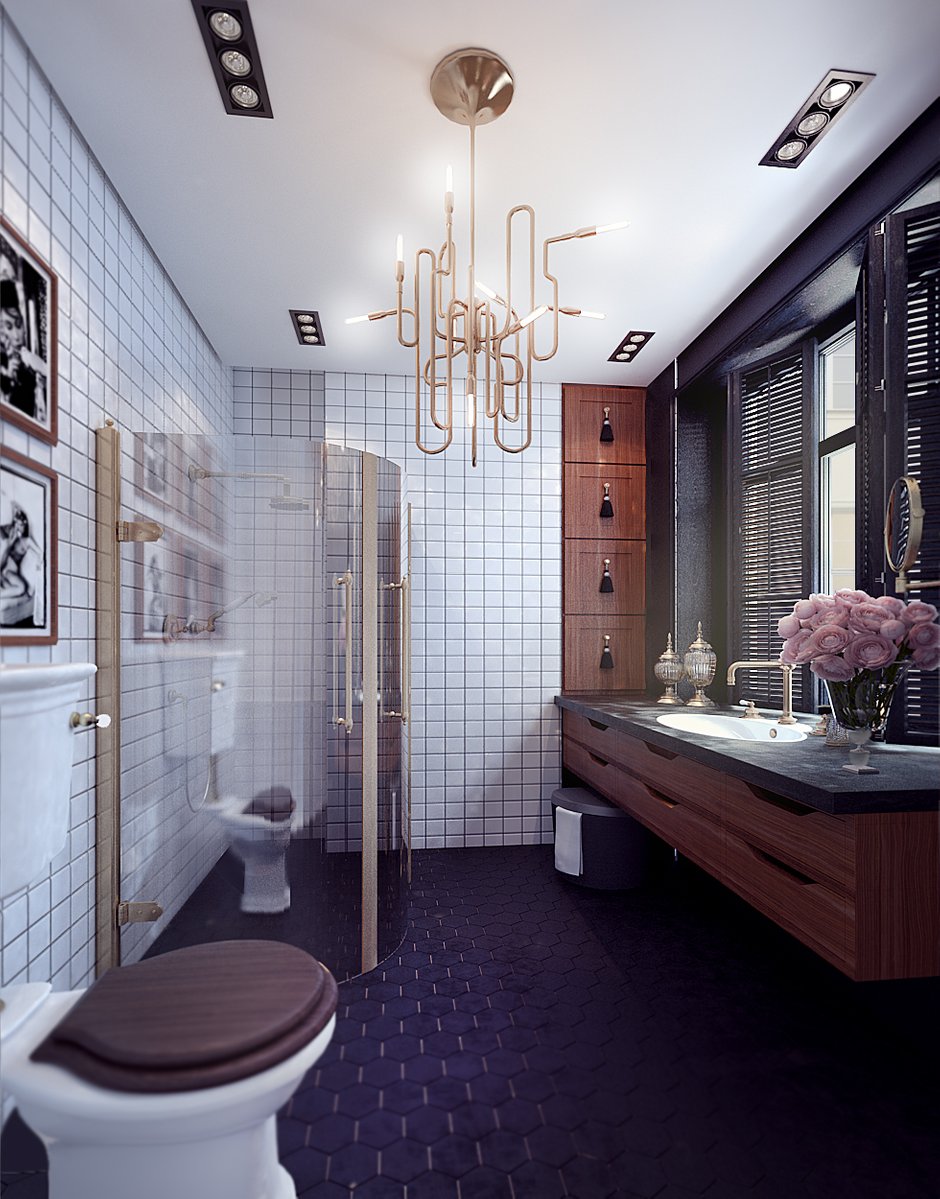 Фотография: Ванная в стиле Восточный, Квартира, Дома и квартиры, Проект недели, Ар-деко – фото на INMYROOM