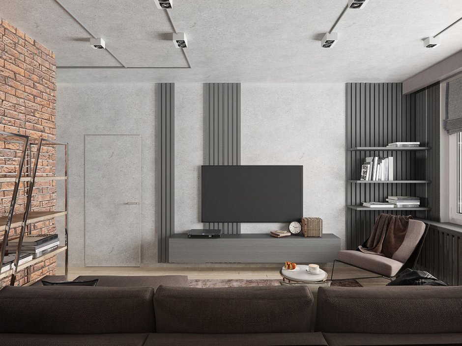 Фотография: Гостиная в стиле Современный, Квартира, Проект недели, Евгения Ермолаева, EEDS, 2 комнаты, 60-90 метров, Монолитно-кирпичный, ЖК Квартал 9/18 – фото на INMYROOM