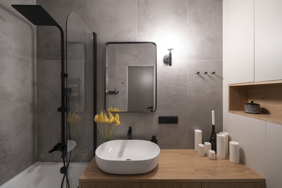 Фотография: Ванная в стиле Минимализм, Современный, Квартира, Проект недели, Москва, 3 комнаты, 60-90 метров, Freya Architects – фото на INMYROOM