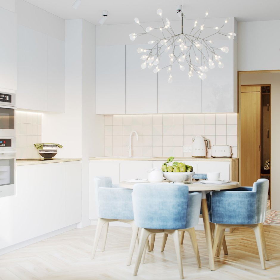 Фотография: Кухня и столовая в стиле Современный, Квартира, Минимализм, Проект недели, Санкт-Петербург, Монолитный дом, 3 комнаты, 60-90 метров, Более 90 метров, LINES – фото на INMYROOM