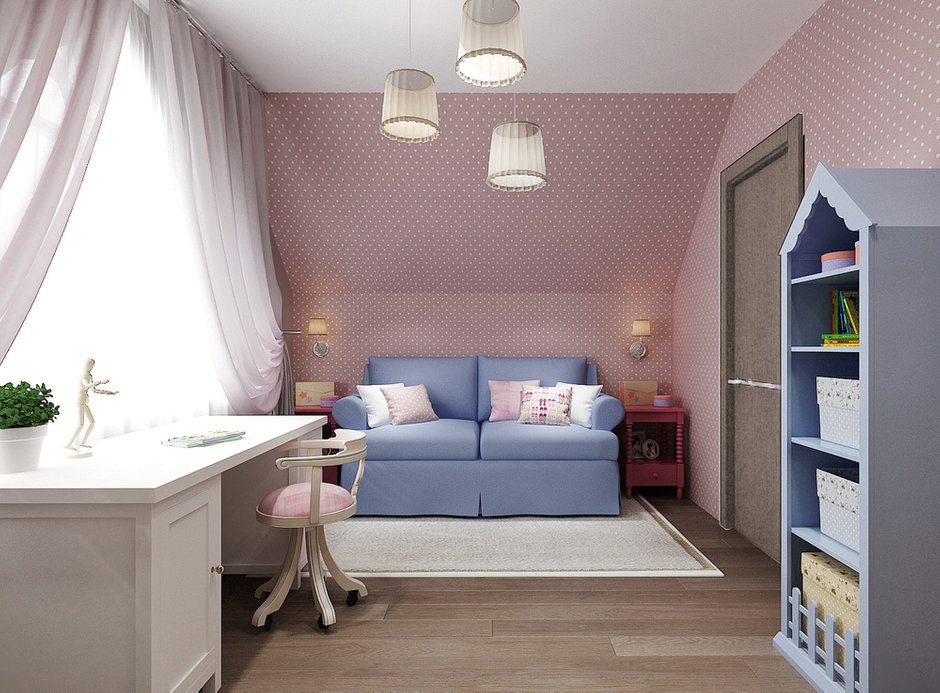 Фотография: Детская в стиле Скандинавский, Современный, Дом, Проект недели, Дом и дача, мансарда в загородном доме, Самара, Ольга Агапонова, Artek Design Studio, ванная комната в мансарде, деревянная лестница, гардеробная с окном – фото на INMYROOM