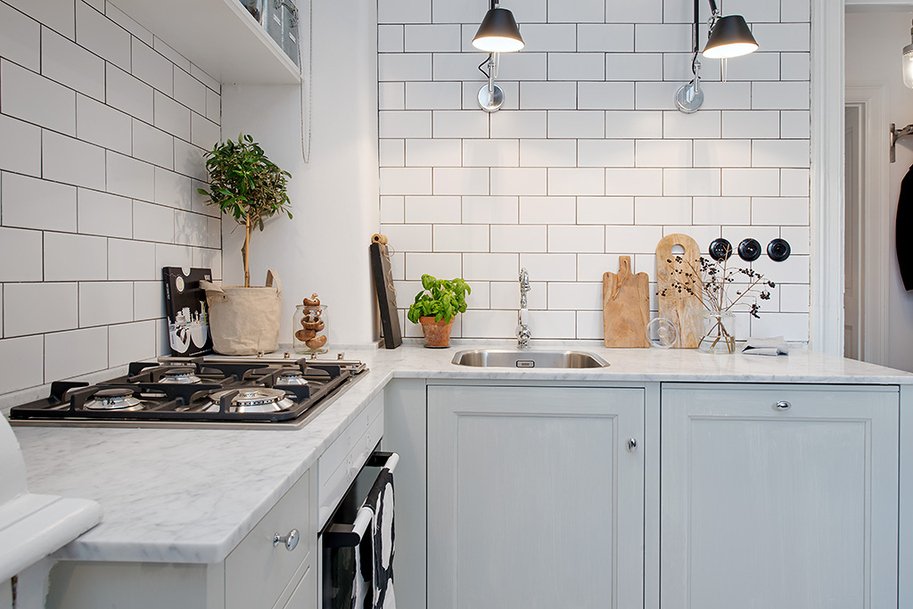 Фотография: Кухня и столовая в стиле Скандинавский, Малогабаритная квартира, Квартира, Швеция, Дома и квартиры – фото на INMYROOM