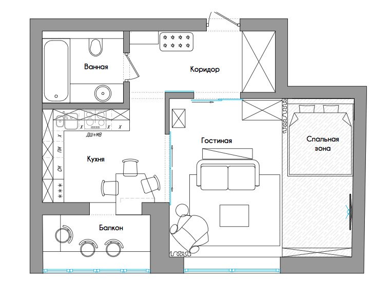 План с расстановкой мебели