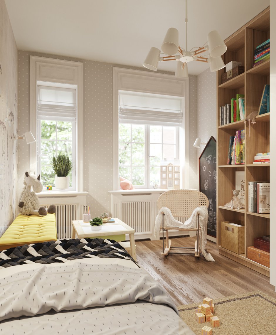 Фотография: Детская в стиле Скандинавский, Квартира, Проект недели, Москва, Юлия Чернова, Монолитный дом, 2 комнаты, 40-60 метров, Алина Ануфриева, ЖК «Маршала Захарова» – фото на INMYROOM