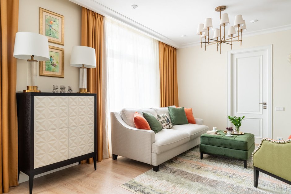 Фотография: Гостиная в стиле Современный, Квартира, Проект недели, Новая Москва, 3 комнаты, Более 90 метров, Наталья Широкорад – фото на INMYROOM