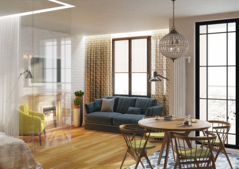 Фотография: Гостиная в стиле Скандинавский, Эко, Студия, Проект недели, Московская область, Zi-Design Interiors, ЖК «Московская – фото на INMYROOM