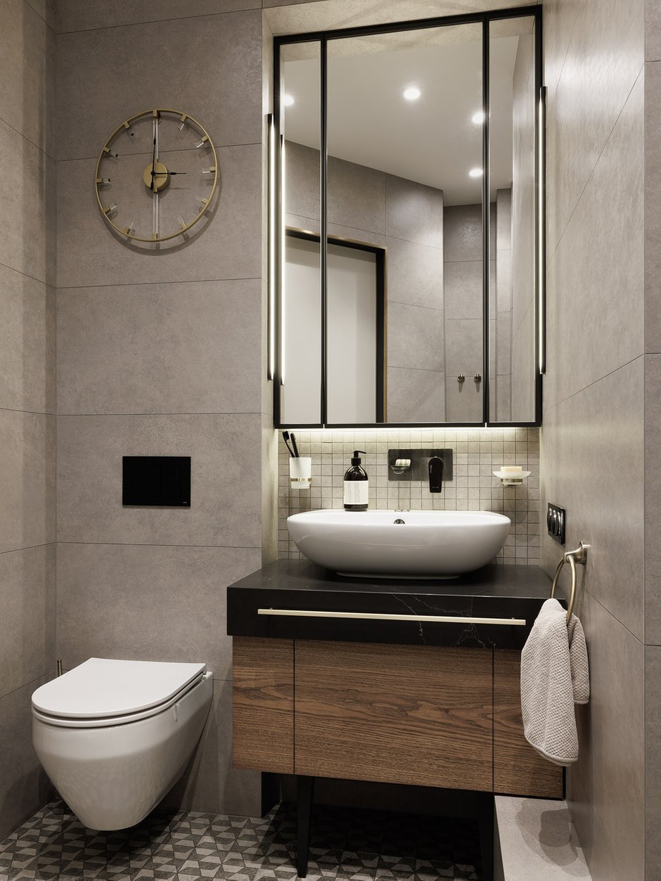 Фото: Ванная в стиле Модерн, Квартира, Проект дня, Санкт-Петербург, Кирпичный дом, Более 90 метров, модерн с элементами классики и роскоши, Наталья Шмидт – фото на INMYROOM