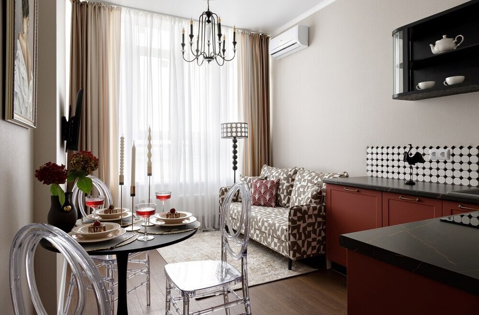 Фотография:  в стиле , Эклектика, Малогабаритная квартира, Квартира, Проект дня, Краснодар, 1 комната, до 40 метров, Ольга Суворова – фото на INMYROOM