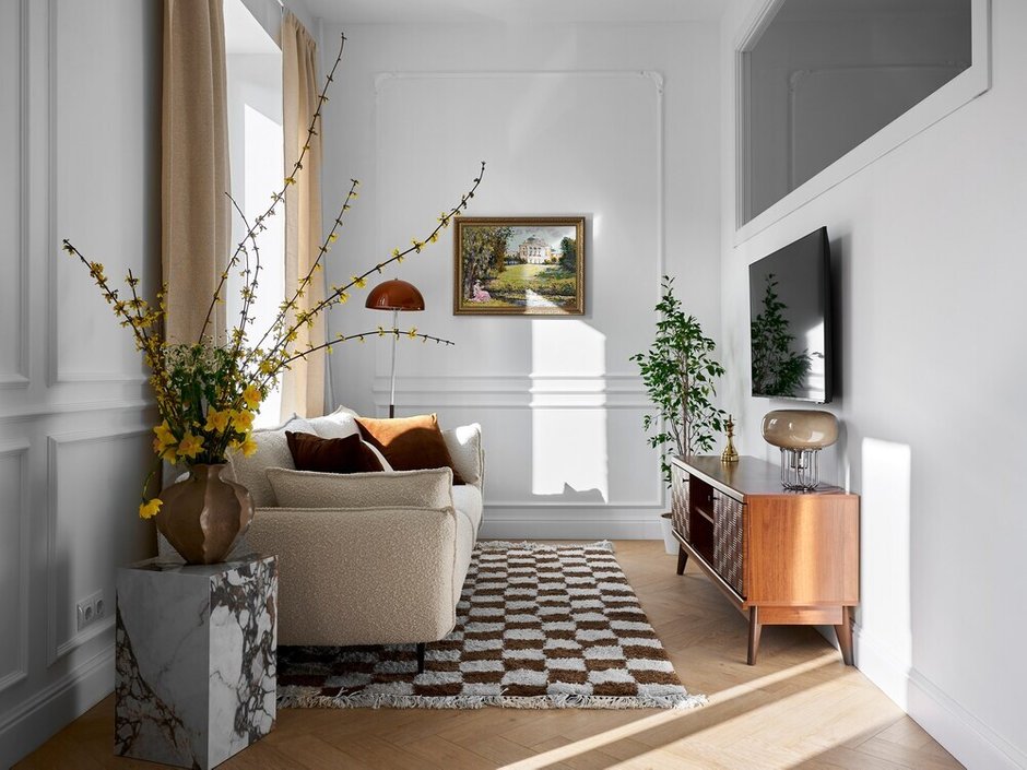 Фотография:  в стиле , Квартира, Проект дня, Санкт-Петербург, Сталинка, 2 комнаты, 40-60 метров, Анастасия Рушанская, Александра Рушанская – фото на INMYROOM