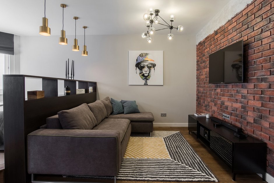 Фотография: Гостиная в стиле Лофт, Квартира, Студия, Проект недели, Мытищи, Монолитный дом, 40-60 метров, Маргарита Фомина, ЖК Мытищи-Лайт – фото на INMYROOM