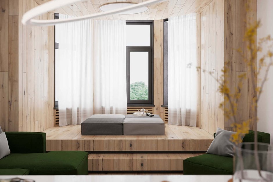 Фотография: Гостиная в стиле Минимализм, Квартира, Проект недели, Geometrium, Более 90 метров, Kronospan – фото на INMYROOM