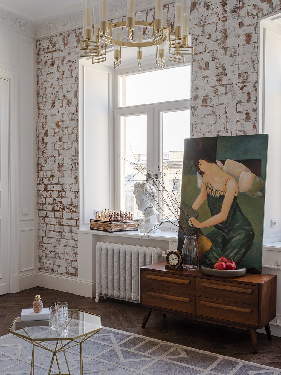 Фотография: Гостиная в стиле Эклектика, Квартира, Проект недели, Москва, Ольга Кондратова, Кирпичный дом, 3 комнаты, 60-90 метров – фото на INMYROOM
