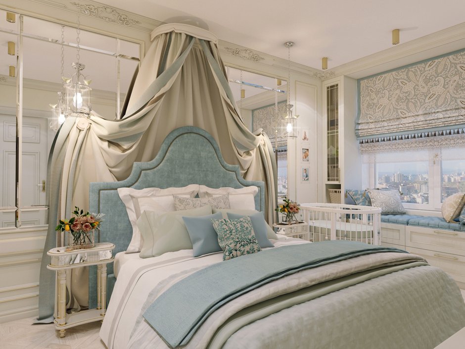 Фотография: Спальня в стиле Классический, Эклектика, Квартира, Проект недели, Москва, Яна Волкова, Юрий Волков, Студия Волковых, новостройка, Монолитный дом, 2 комнаты, 60-90 метров – фото на INMYROOM
