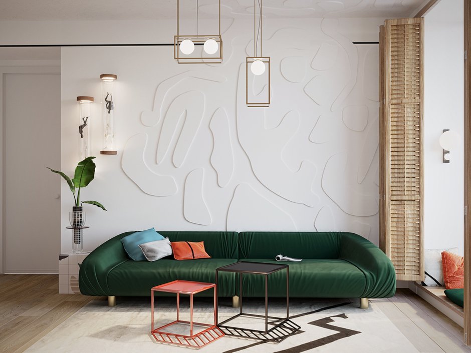 Фотография: Гостиная в стиле Современный, Эклектика, Квартира, Проект недели, Estima, Монолитный дом, Дарья Василькова, 3 комнаты, 60-90 метров, Art Group – фото на INMYROOM