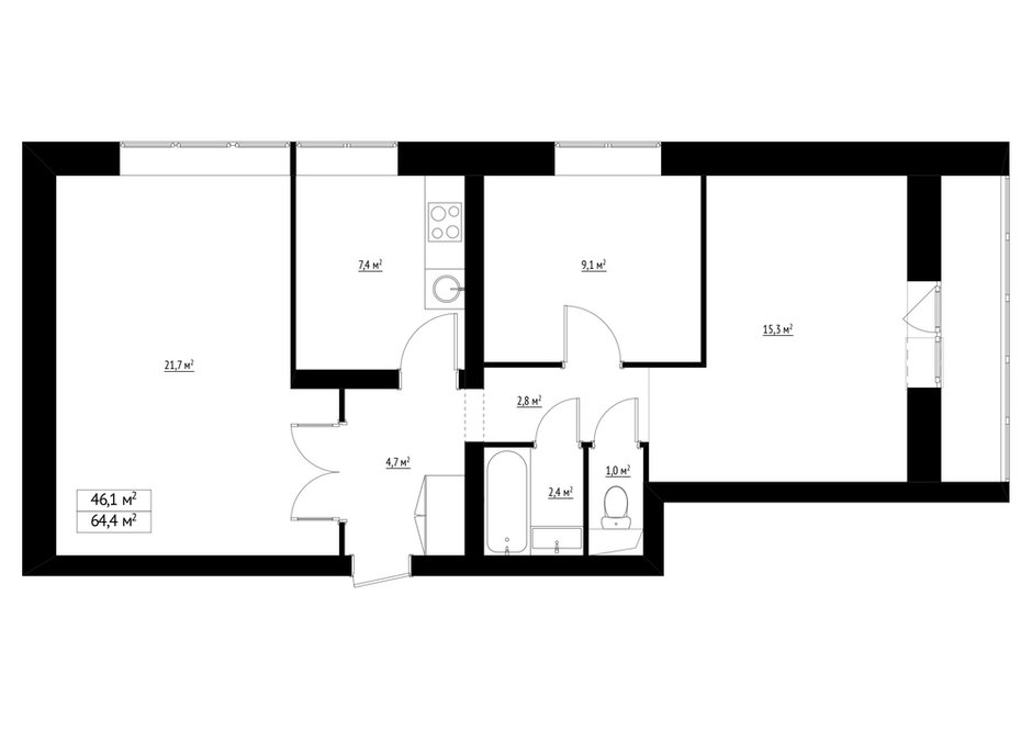 Фотография: Планировки в стиле , Квартира, Перепланировка, Студия Малицких, Марина Лаптева, Блочный дом, 3 комнаты, 60-90 метров, дизайн-баттл – фото на INMYROOM