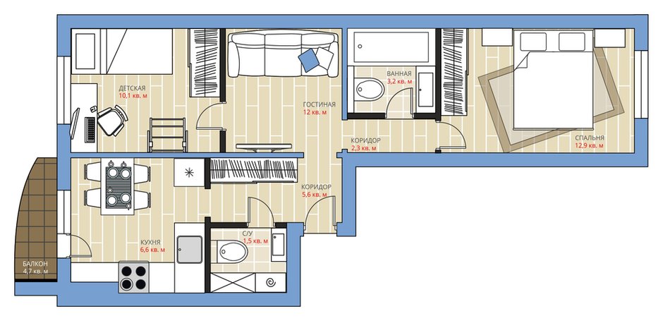 Фотография: Планировки в стиле , Кухня и столовая, Квартира, Перепланировка, Анастасия Киселева, Максим Джураев, Панельный дом, 2 комнаты, 40-60 метров, 1-55 – фото на INMYROOM