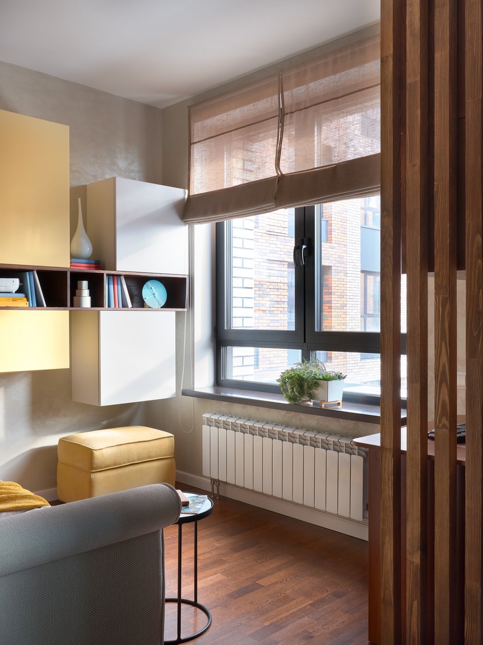 Фотография: Гостиная в стиле Современный, Малогабаритная квартира, Квартира, Студия, Проект недели, Москва, 1 комната, до 40 метров, Евгения Ивлиева – фото на INMYROOM