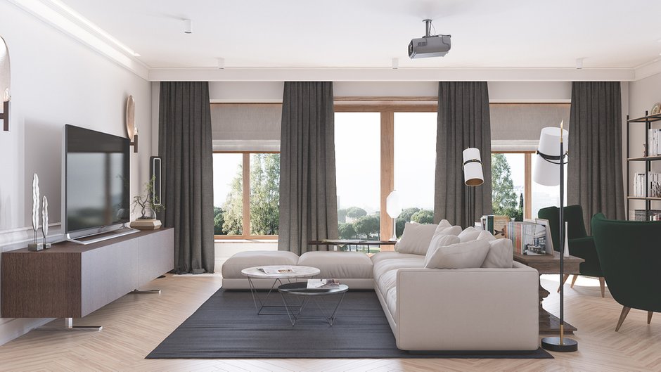 Фотография: Гостиная в стиле Современный, Дом, Проект недели, Новая Москва, Таунхаус, 4 и больше, Более 90 метров, Татьяна Аверкина – фото на INMYROOM