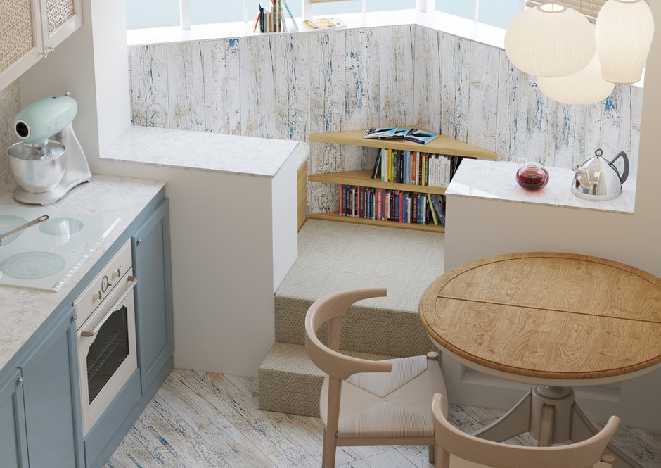 Фотография: Кухня и столовая в стиле Эко, Прованс и Кантри, Скандинавский, Квартира, Проект недели, Москва, Виктория Золина, Zi-Design Interiors, Панельный дом, 2 комнаты, 40-60 метров, П-44ТМ – фото на INMYROOM